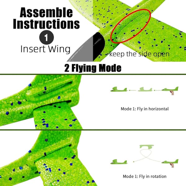 4-pack Flygplansleksaker, 48 cm skumglidflygplan, manuell kastning, roligt flygplan