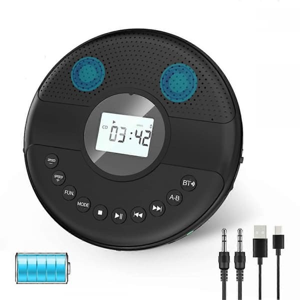 Bärbar CD-spelare, Bluetooth CD-spelare med dubbla högtalare