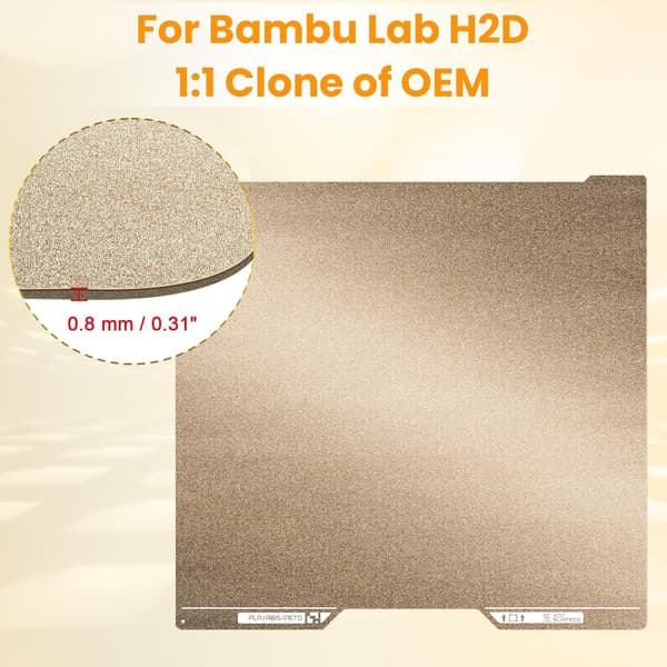 Kompatibel med Bambu Lab H2D Dubbelsidig Slät Byggplatta 355x325mm