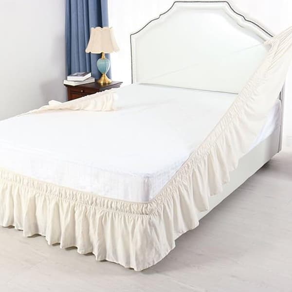 Sängkappa elastisk dammvippa volanger enkel passform 198*203+38cm