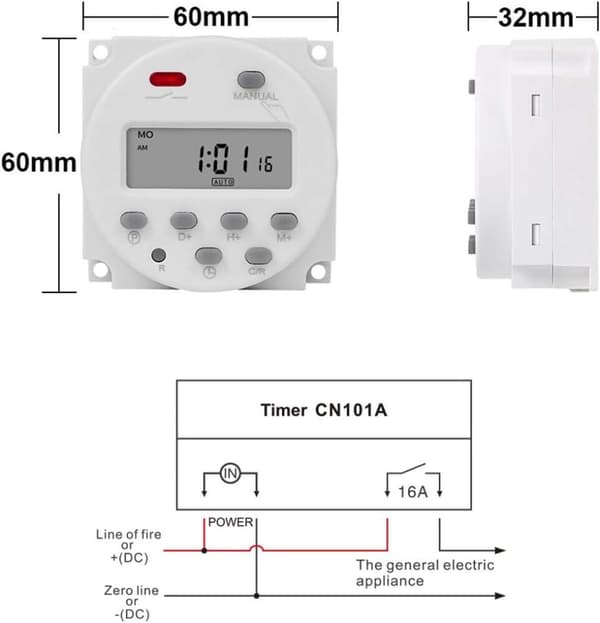 1 Sekunds Intervall 12V Digital LCD Timer Switch