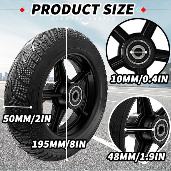 (1 st) 200x50 Solid Däck Hjul För Elektrisk Skoter Bil 8 tum Solid Hjul-hz