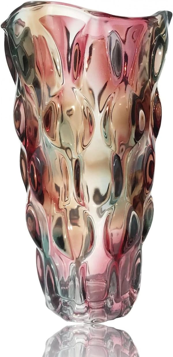 Okrossbar Blomstervas i Glas 1.1kg 24cm Glittrande Böhmisk Stil