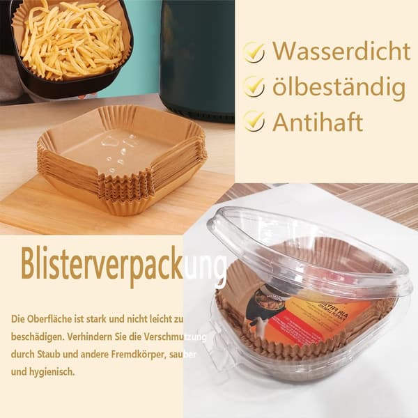 Bakplåtspapper för airfryer, 100 stycken, 20 cm, non-stick, vattentätt bakplåtspapper