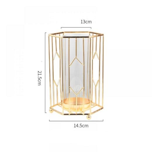 Dekorativ glasvas med provrör för blommor, vaser med metallstativ