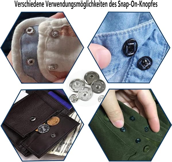 12 set med 21 mm metalltryckknappar för kläder, handväskor, DIY