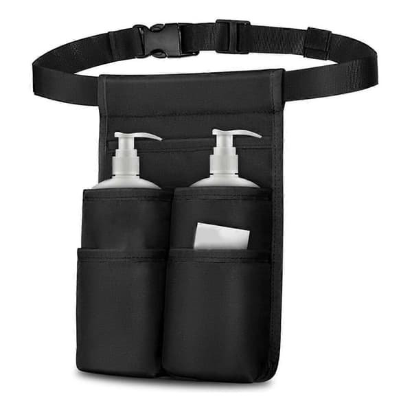 Massage Flaskväska, Professionell Massageterapeut för 2 Flaskor, Lotion Olja Midjehållare Organizer