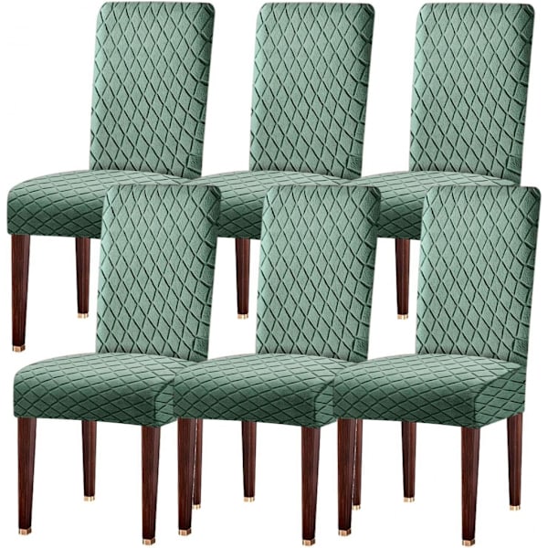 Stolöverdrag, Set om 6, Elastiska, Avtagbara, Bön Grön