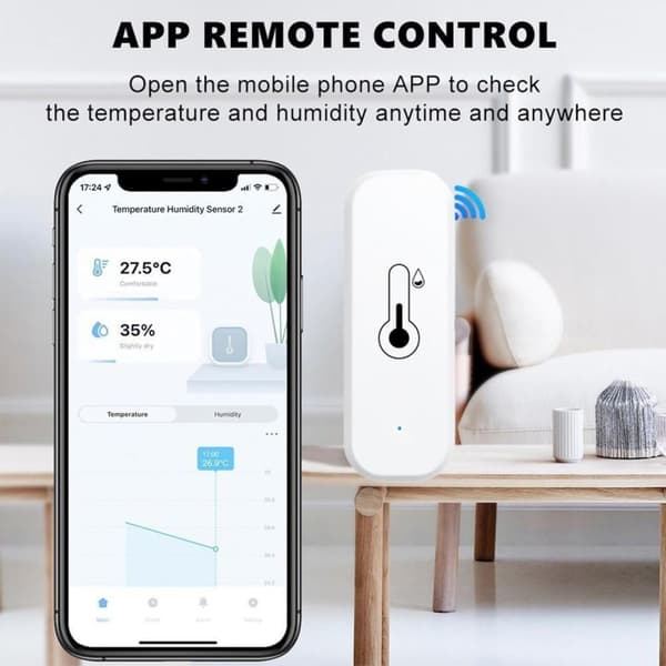 WiFi Temperatur- och Luftfuktighet Hygrometer Sensor, 3x