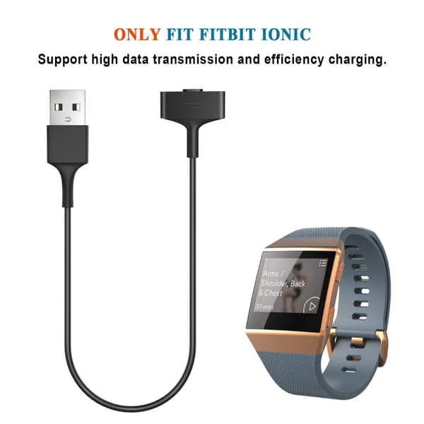 Kompatibel med Fitbit Ionic Officiell Laddningskabel (Svart)