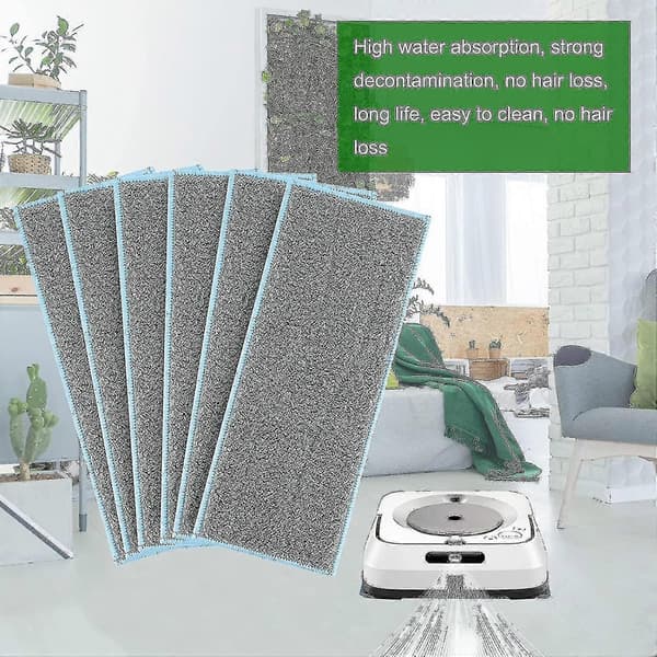8-pack Tvättbara och Återanvändbara Moppdynor Kompatibla med Irobot Braava Jet M6