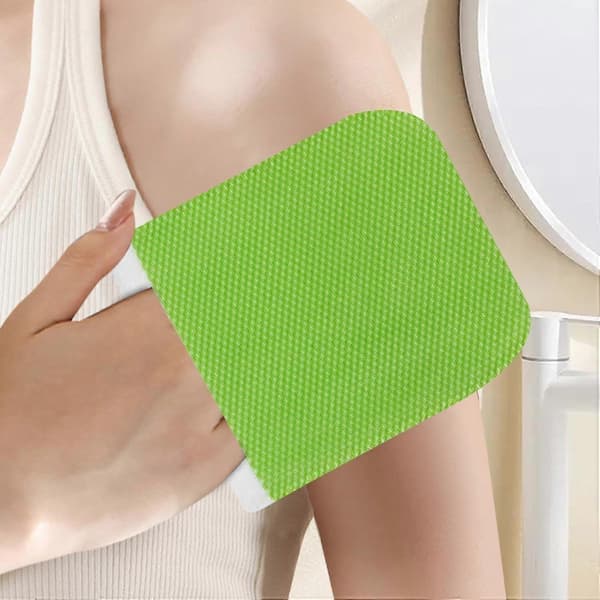 Kroppspeeling Pad, Mild Skrubbhandske för känslig hud, efter solning, röd, grön.