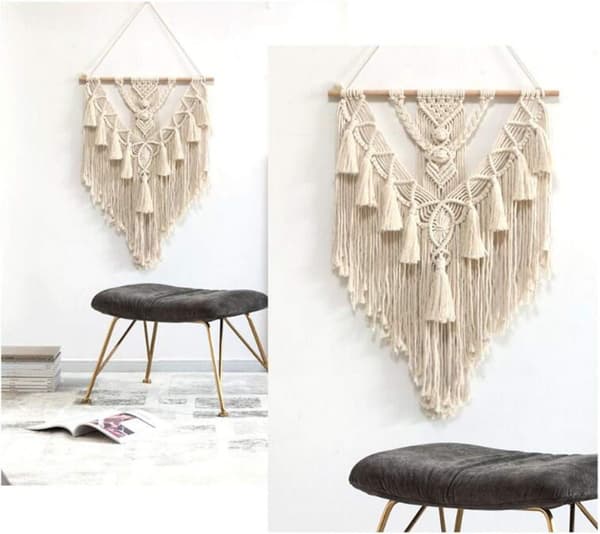 Stor Makramé Väv Tapestry Väggbonad för Sovrumsinredning
