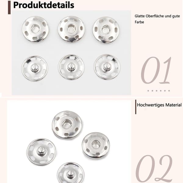 12 set med 21 mm metalltryckknappar för kläder, handväskor, DIY