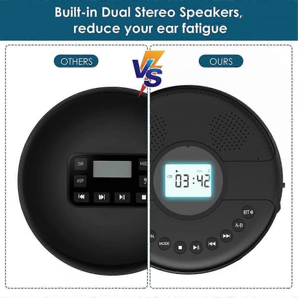 Bärbar CD-spelare, Bluetooth CD-spelare med dubbla högtalare