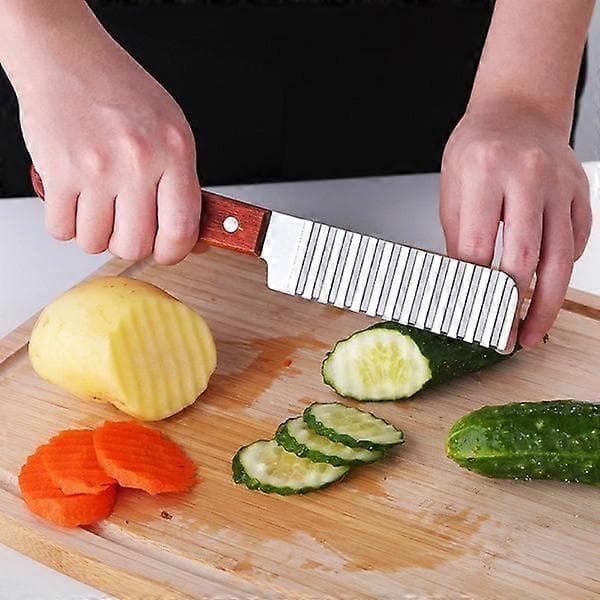 Vågig pommes frites-kniv Silver