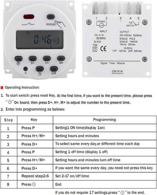 1 Sekunds Intervall 12V Digital LCD Timer Switch