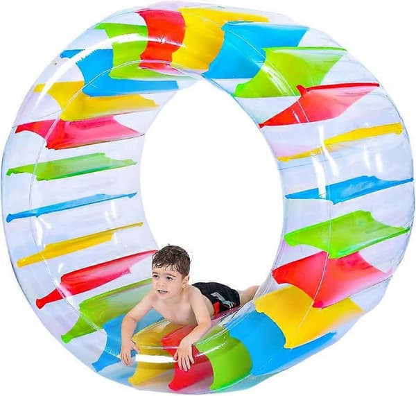 65\" Diameter Färgglad Uppblåsbar Hjulrulle Pool Float för Barn Kompatibel med Pool Sjö Utomhus Bakgård Gräsmatta