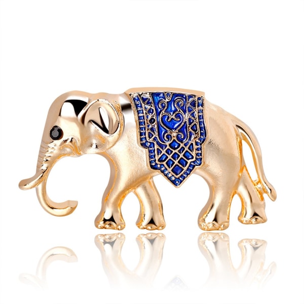 Brosch Elefant Guldfärgad med blått täcke Guld d955 | Fyndiq