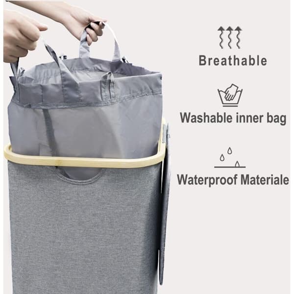 100L Laundry Basket with Lid Laundry Hamper with Handles Dirty Clothes Hamper, Large Foldable Laundry Basket with Inner Bag