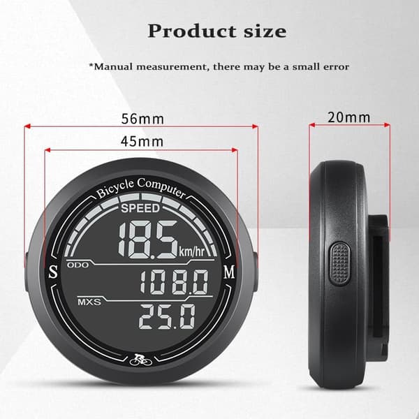 Round Bicycle Computer with Extra Large Digits, Automatic Power Saving Function, 180-Day Battery Life, Shockproof Bicycle Computer for Commuters and MTB Bikes (2\" Di)