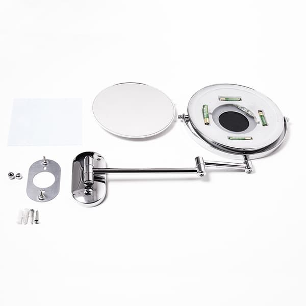 Wall Mounted Makeup Mirror with LED Light 5X Magnification 360° Rotation Dimmable Light for Bathroom Dressing Room Hotel