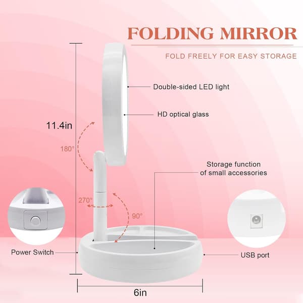 Illuminated Makeup Mirror with Magnification, 1x/10x Magnifying 21 LED Lights Travel Makeup Mirror, Double-Sided Compact Mirror with Light