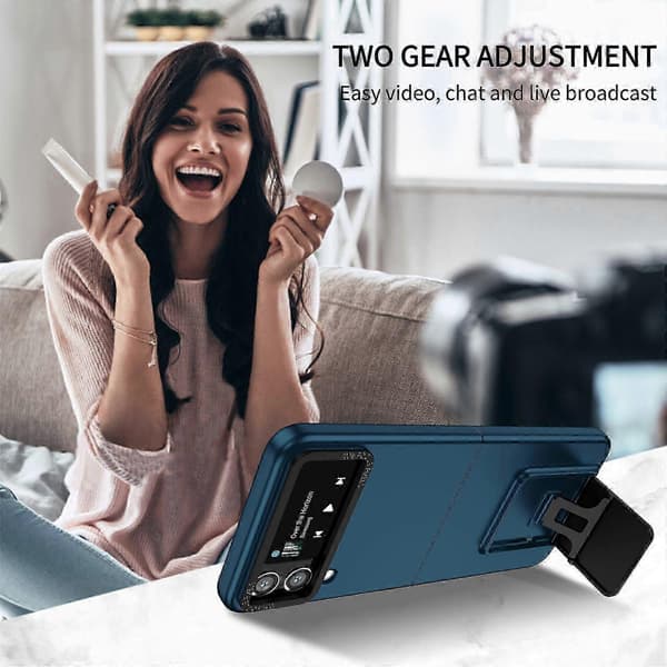 Durable, robust and slim case for Samsung Galaxy ZFlip 6 with adjustable stand Black
