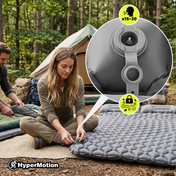 Ultralight Inflatable Double Sleeping Pad 190x120 cm Grey