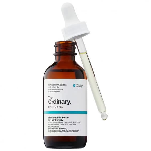 The Ordinary Peptide Volumizing Serum, with its peptide formula, makes hair thicker and fuller.