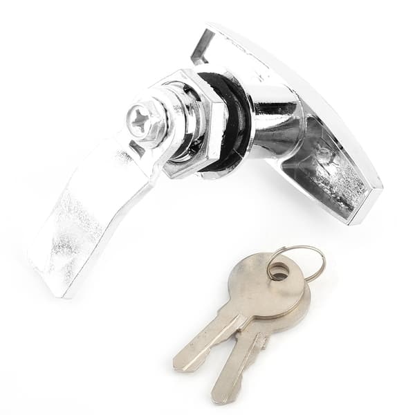 Rear Mount T Handle Lock Toolbox Garage Door Lock with Keys for Trailer Caravan Canopy Silver
