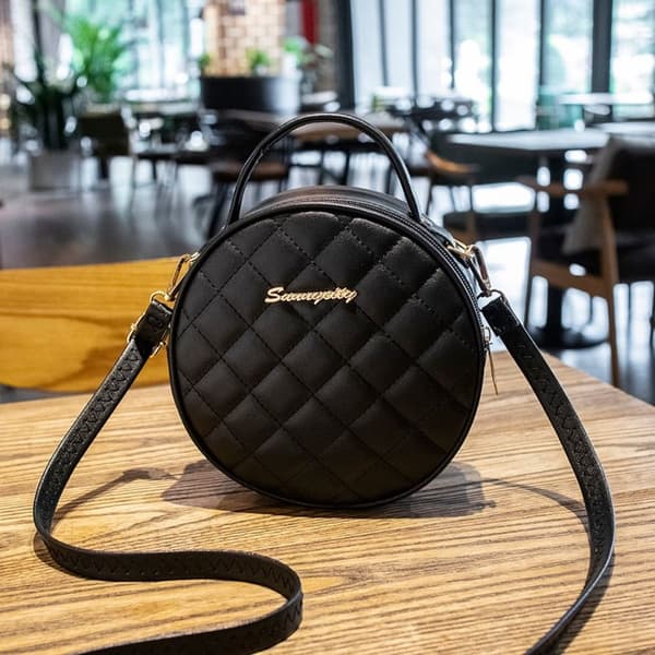 Small Round Shoulder Bag for Women, Black