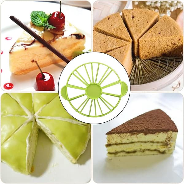 Green Plastic Cake and Pie Divider: Multifunctional Round Marker for 10/12 Equal Slices – DIY Baking Tool for Cheesecake, Pizza & Pie