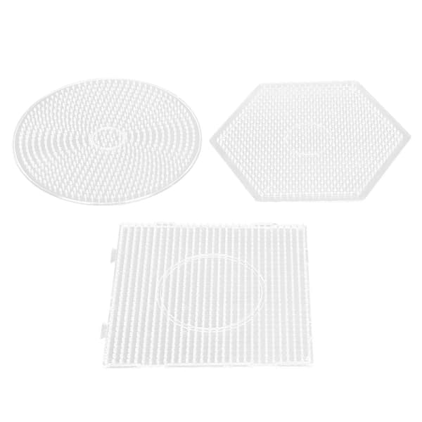 3 Pcs Plastic Bead Boards, Fuse Beads, Template for Kids, Square, Round, Hexagonal, 5mm Large