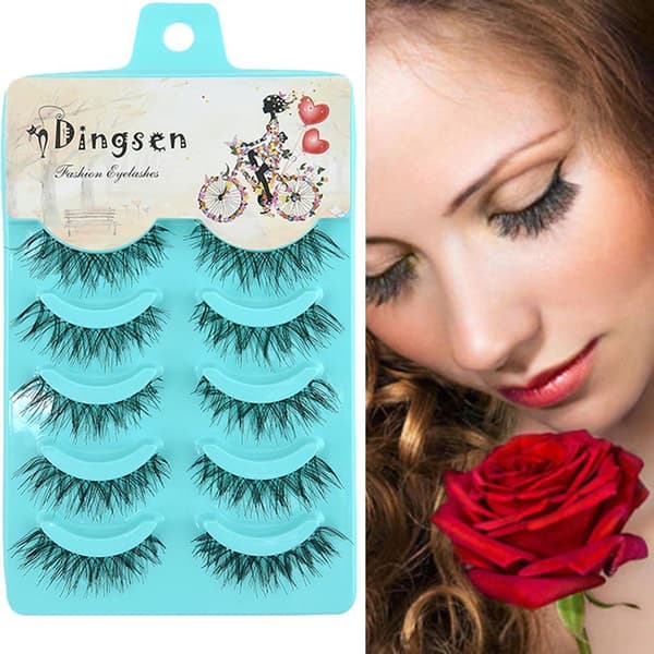 5 par Messy Natural Crossed False Eyelashes Eyelashes Star Makeup Super