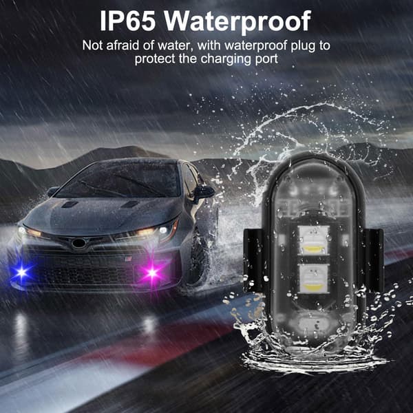 4pcs Wireless LED Strobe Lights with Remote Control, 8 Colors USB Charging Waterproof Warning Lights_Quality Gift Black