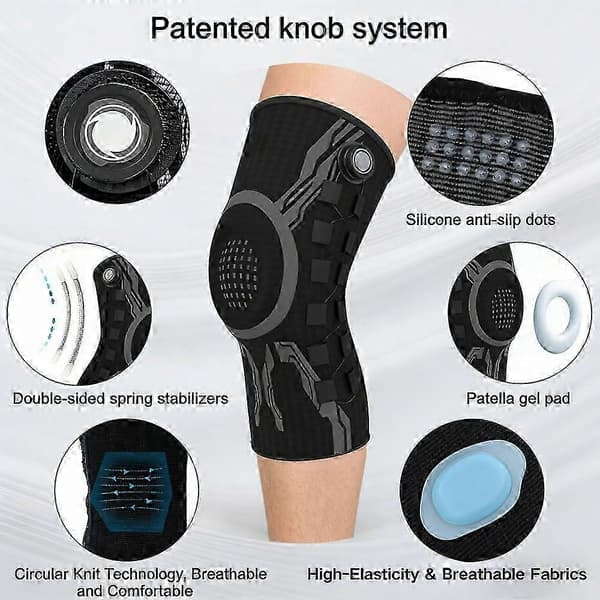 Adjustable Compression Knee Brace Sport Athletic Knee Pad Stabilizer for Running and Training Black Right Leg Black Right Leg L