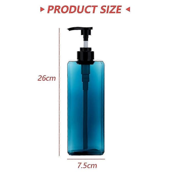 2-pack 1000 ml Pump Bottle Dispenser Refillable Square Dispenser Empty Pump Bottle For Special Gifts Ocean Blue