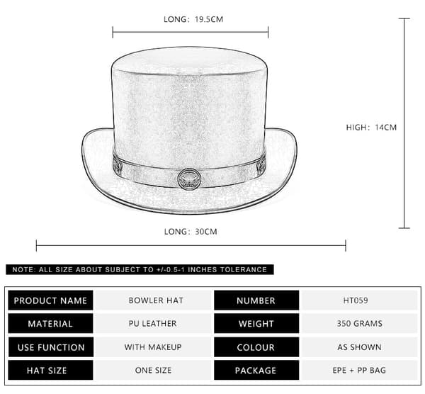 Steampunk-silinterihattu, taikurin silinterihattu, knalli, tekonahka