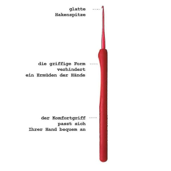 Tulip Etimo Red Crochet Hook with Comfortable Grip, Smooth Hook Tip, Easy Grip, 15 Sizes (3.5) 1-pack (6.0mm)