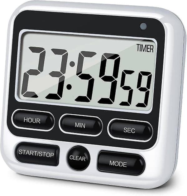 2024 Digital Kitchen Timer With Silent/Loud Alarm On/Off Button, 12-hour Clock And Alarm, Memory Function