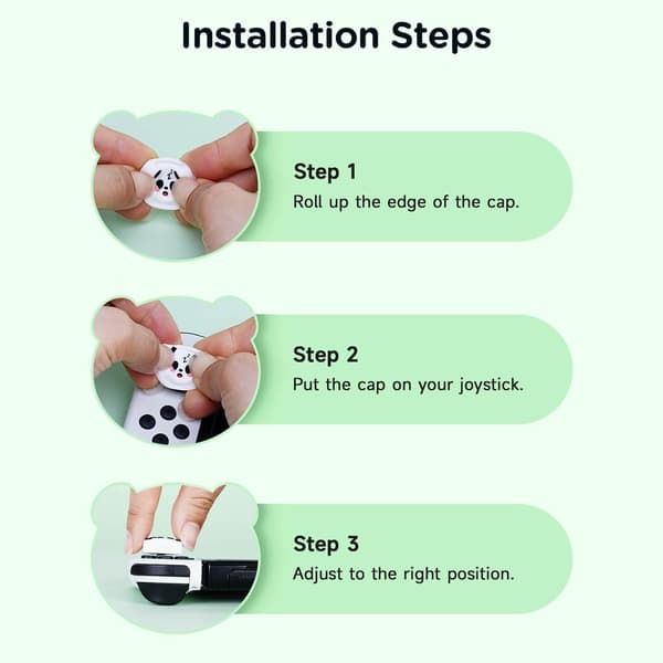 Thumb Grips Compatible with Nintendo Switch 2 (2025) – 4 Pcs White/Glitter Panda Design Silicone Joystick Covers, Cute & Comfortable Controller Stick Caps