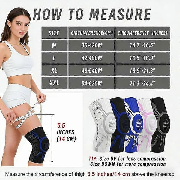 Adjustable Compression Knee Brace Sport Athletic Knee Pad Stabilizer for Running and Training Black Right Leg Black Right Leg L