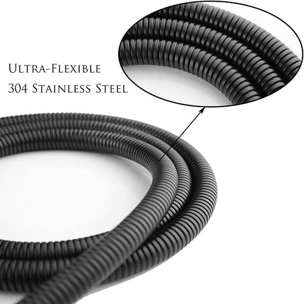 Håndbruserslange i sort rustfrit stål 1.5m