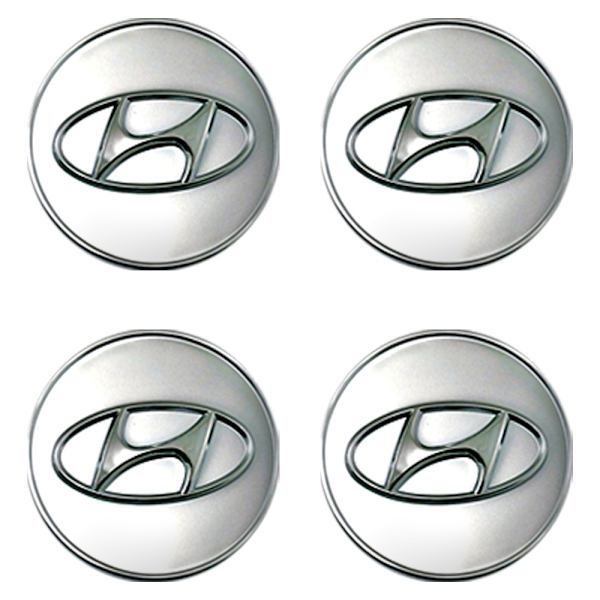 4-pack - Hyundai Center Caps / Wheel Hub Emblems - B 7 60mm - Silver