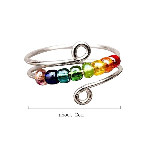 Til Min Datter - S925 Driv Din Angst Væk Regnbueperler Fidget Ring, Angstring Til Datter, Ring Med Perler Fidget Gave Til Kvinder Og Piger -