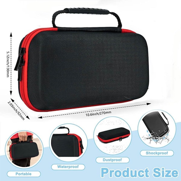 Nintendo Switch Game Case (Red Zipper), Nintendo Switch OLED Case with 20 Card Slots, Switch Accessories
