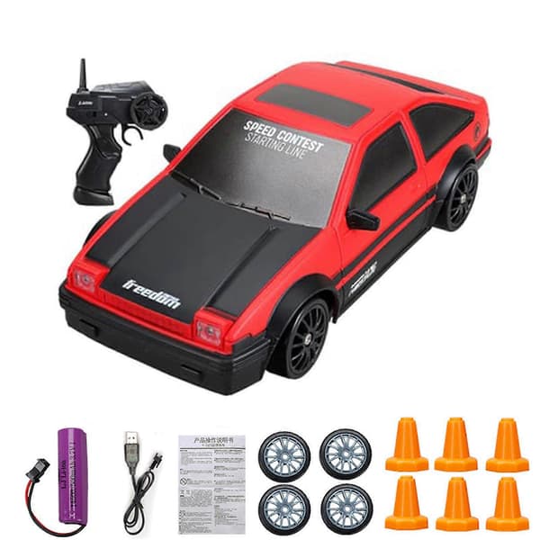 RC Drift Car, 15 km/h Scratch-Resistant Lightweight Rechargeable Low-Friction Remote Control Car Red