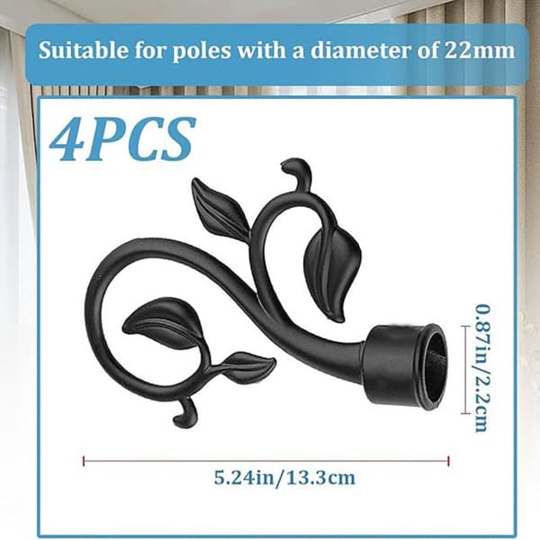 4 pcs Curtain Decorative Finials Head Knobs Set Black Curtain Rod, A