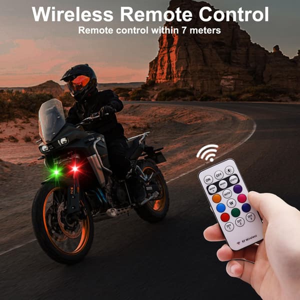 4pcs Wireless LED Strobe Lights with Remote Control, 8 Colors USB Charging Waterproof Warning Lights_Quality Gift Black